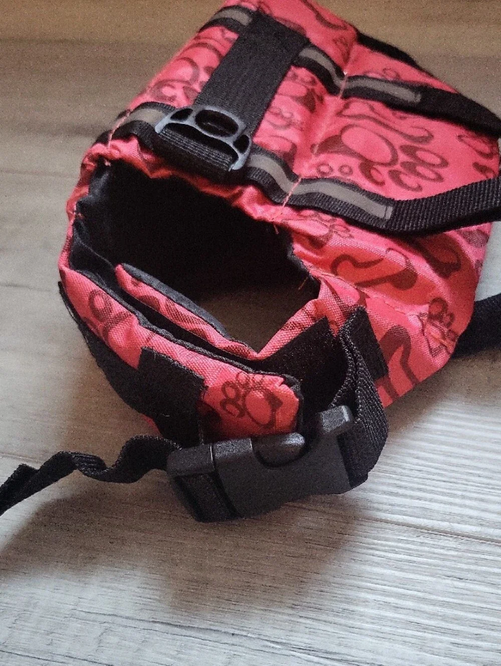 Pink Dog Life Jacket with Paw & Bone Pattern